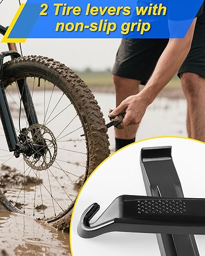 Miniatura 4 de Kit de reparación de neumáticos de bicicleta, kit de parche de tubo interior de bicicleta - Estuche portátil para bicicleta, motocicleta y tubos