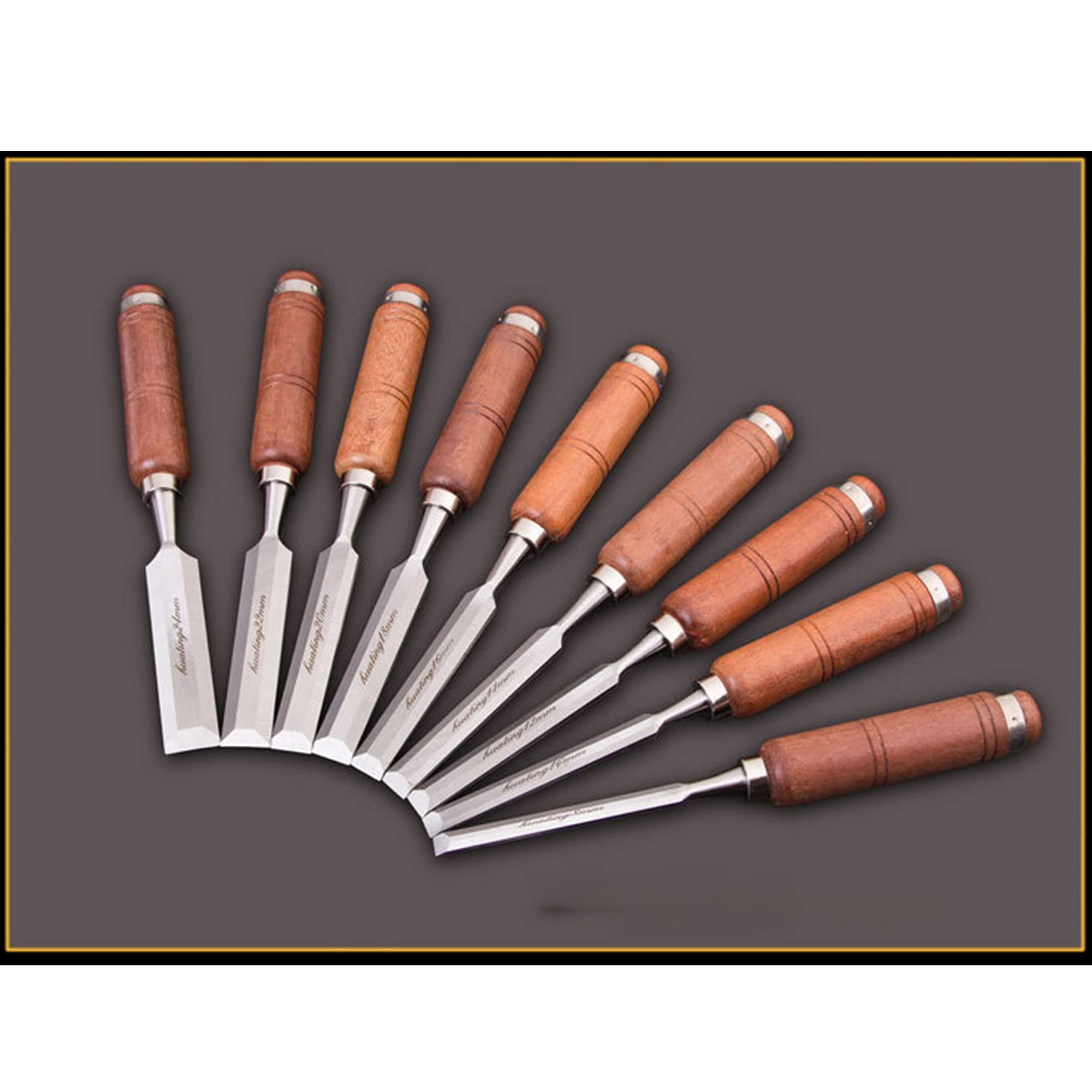 Cinceles para madera Juegos de formones de 12 piezas cinceles para madera de acero al cromo vanadio con mango de madera para carpintería tallada en madera recortando los bordes