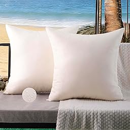 Housses Coussin 40x40 cm Extérieur Imperméable Beige Taies d'oreiller Printemps Été Decoration Canapé Housse de Coussin Décoratif pour Salon de Jardin Patio Chambre Maison Décor Lot de 2