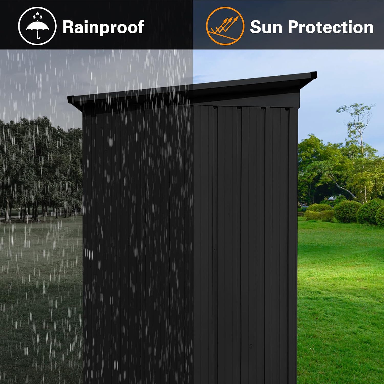 Metal Garden Sheds 5ft×4ft Outdoor Storage Sheds Black