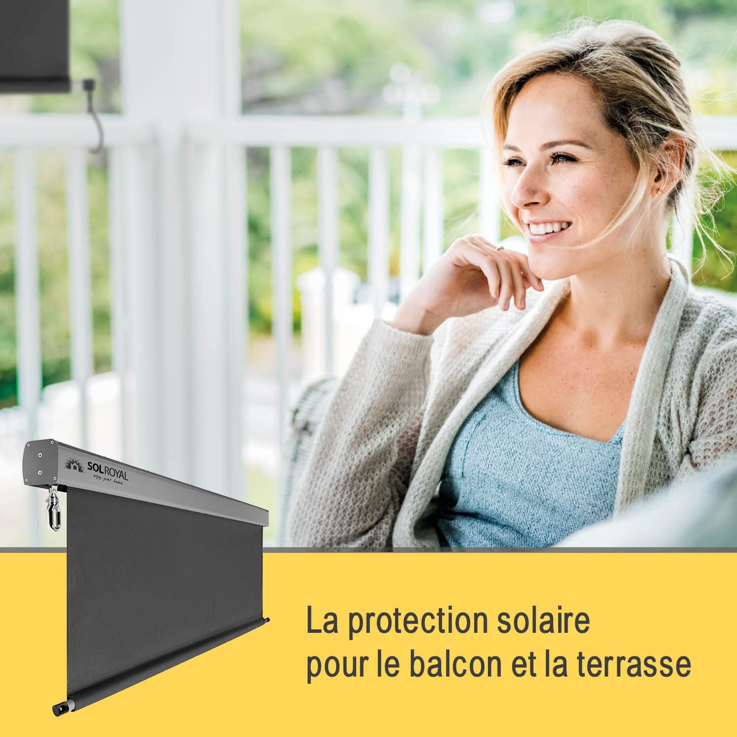 Sol Royal Store Vertical Brise-Vue de Balcon Robuste Protection Solaire | 180x250cm anthracite manivelle amovible hydrofuge terrasse jardin résistant aux intempéries MS5