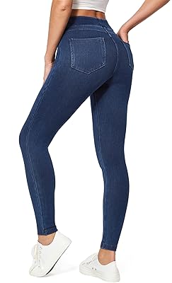 IUGA Stretchy Jeans for Women High Waist Jeggings Tummy Control Skinny Jeans Pull on Leggings with Pockets Trendy Casual