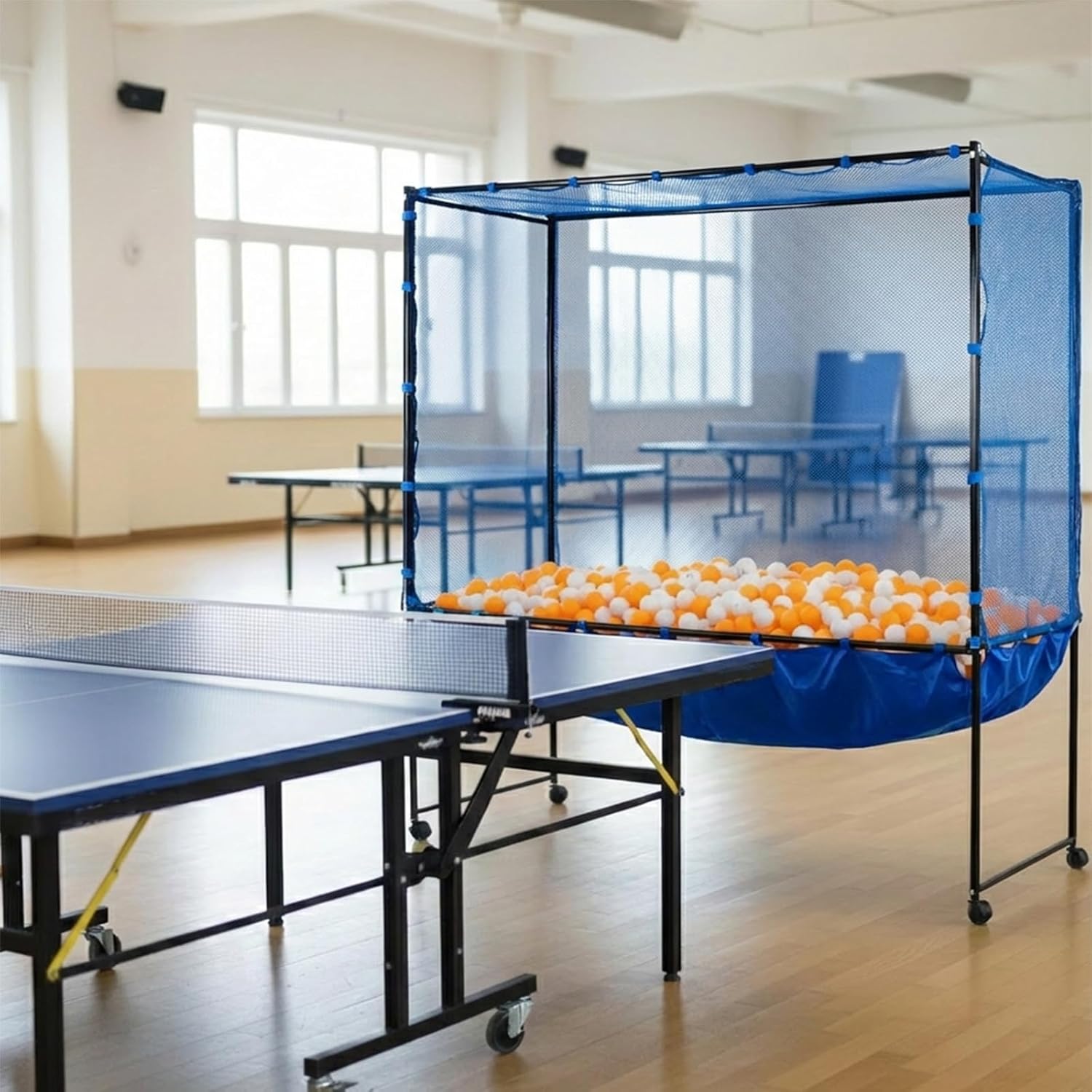 Ping Pong Net,Table Tennis Catch Net with Ball Collection Bag, Ping Pong Training Return Net with Ball Machines & Robots for Practice, Foldable Ping Pong Ball Catcher for Club Training