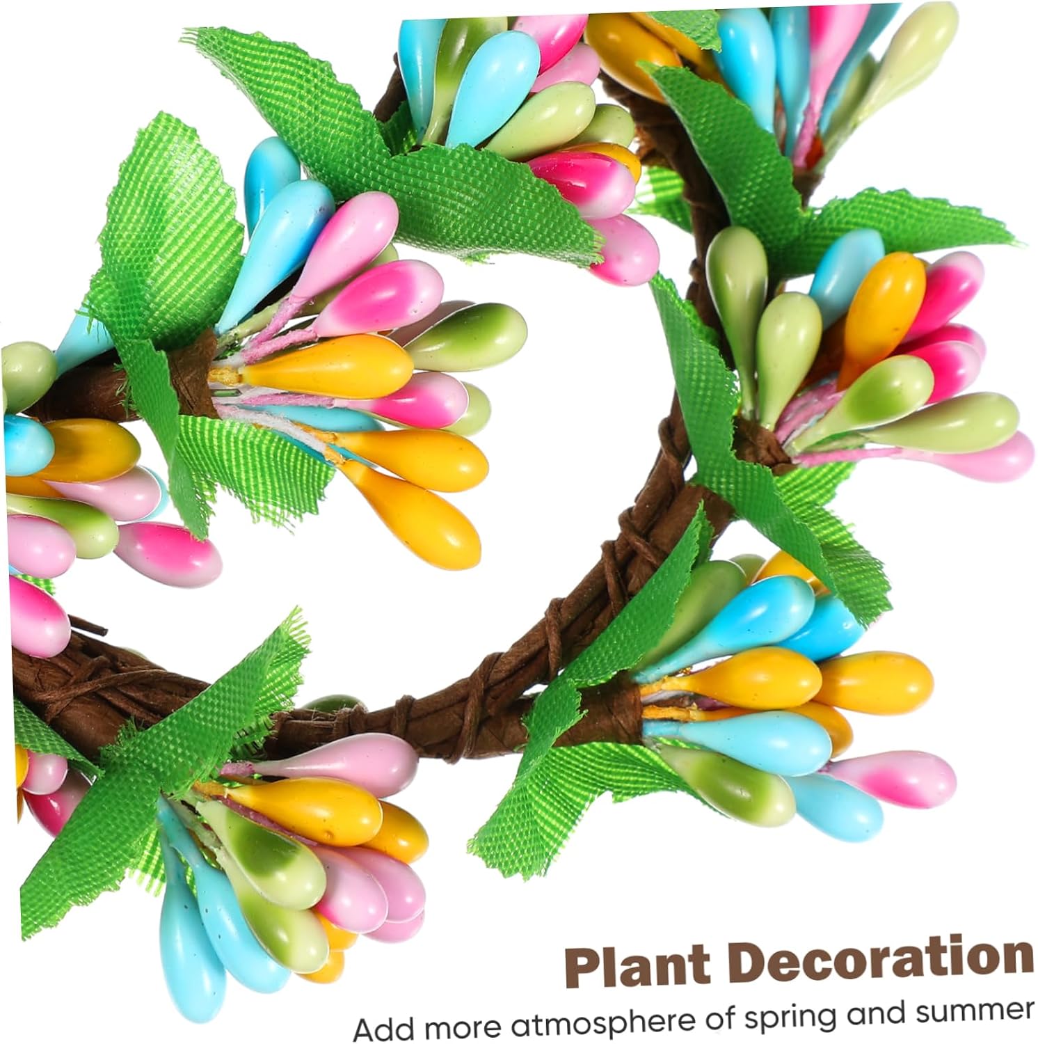 DOITOOL Easter Candle Rings Wreaths 2.36'', 4Pcs Spring Artificial Floral Wreath Easter Garland for Home Outdoor Indoor Window Wall Decorations