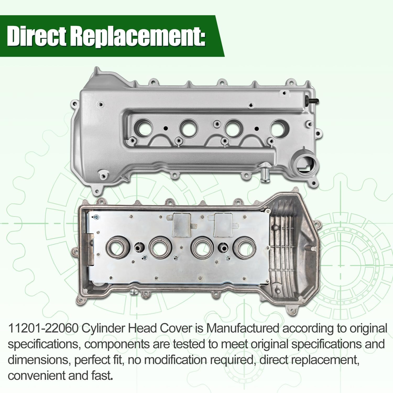 1120122060 Engine Valve Cover with Gasket Fit for Toyota Corolla 1999-2008 | For Toyota Matrix 2003-2008 | For Celica 2000-2005 | For MR2 Spyder 2000-2006 1.8L Cylinder Head Cover