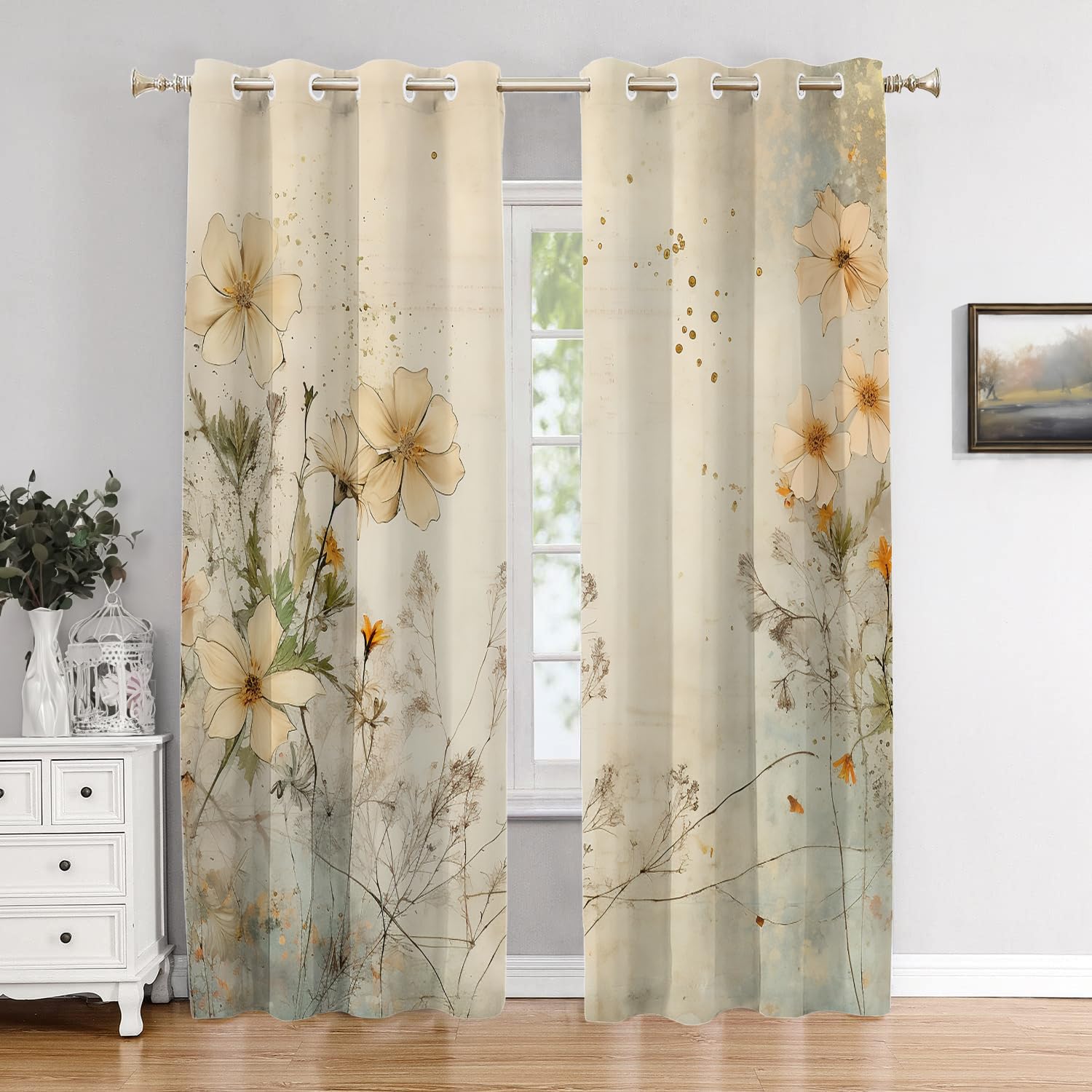 Rideaux occultants pour chambre au style floral et tamisé