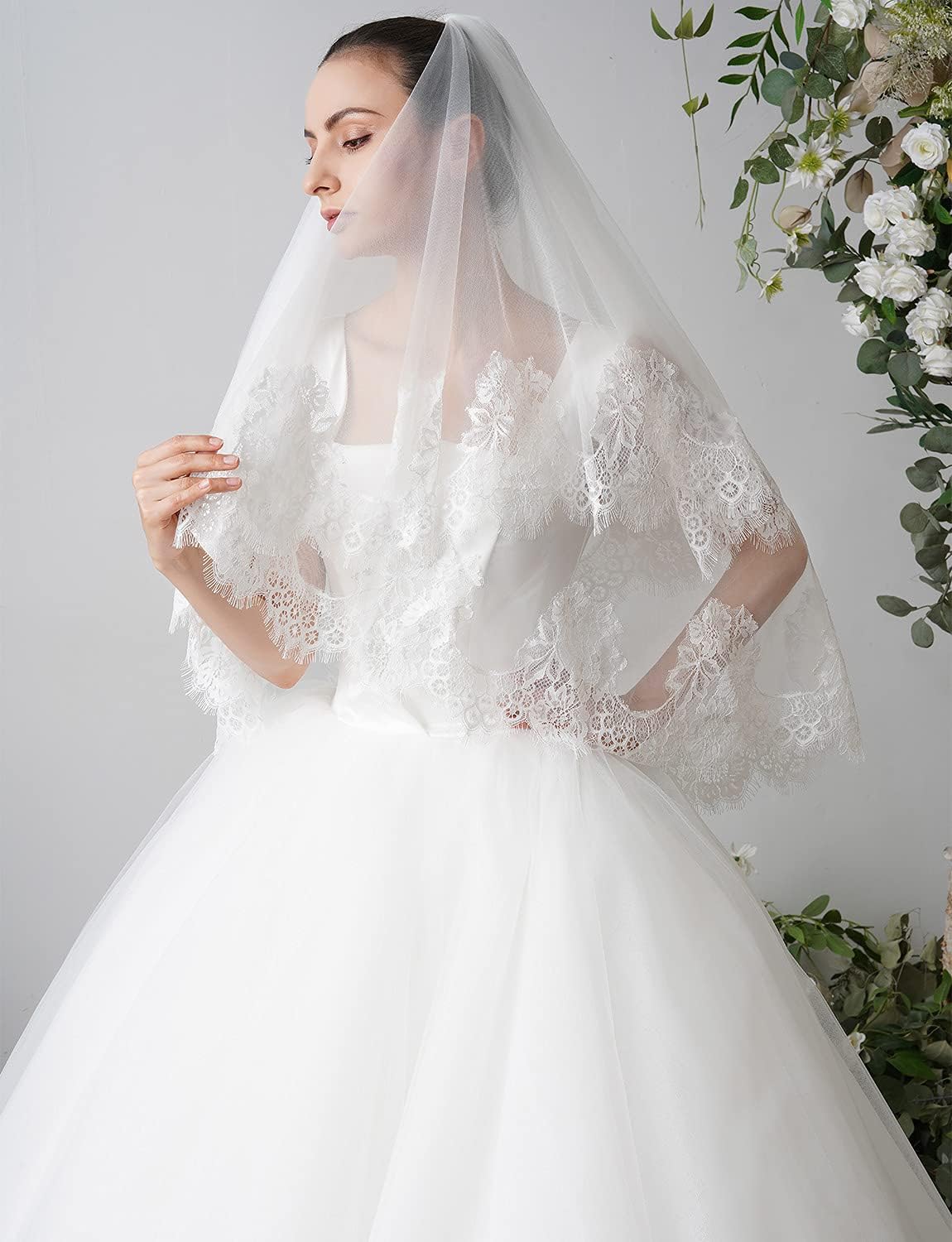 EllieHouse 2 Tier Fingertip Length Wedding Bridal Veil With Comb X30 - Image 4