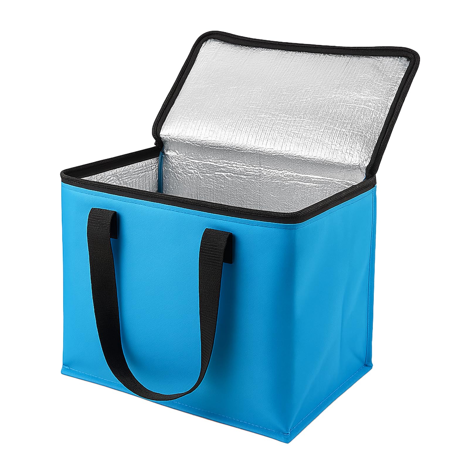 TIJAR® Hot Food and Cooler Bag, 12L, Insulated Bag and Carrying Handle, Collapsible Medium Size Cool Bag, Lunch Bag, Cool Box, Grocery Shopping Bags, Cooling Bag for Camping BBQ Outdoor (Blue 12L)