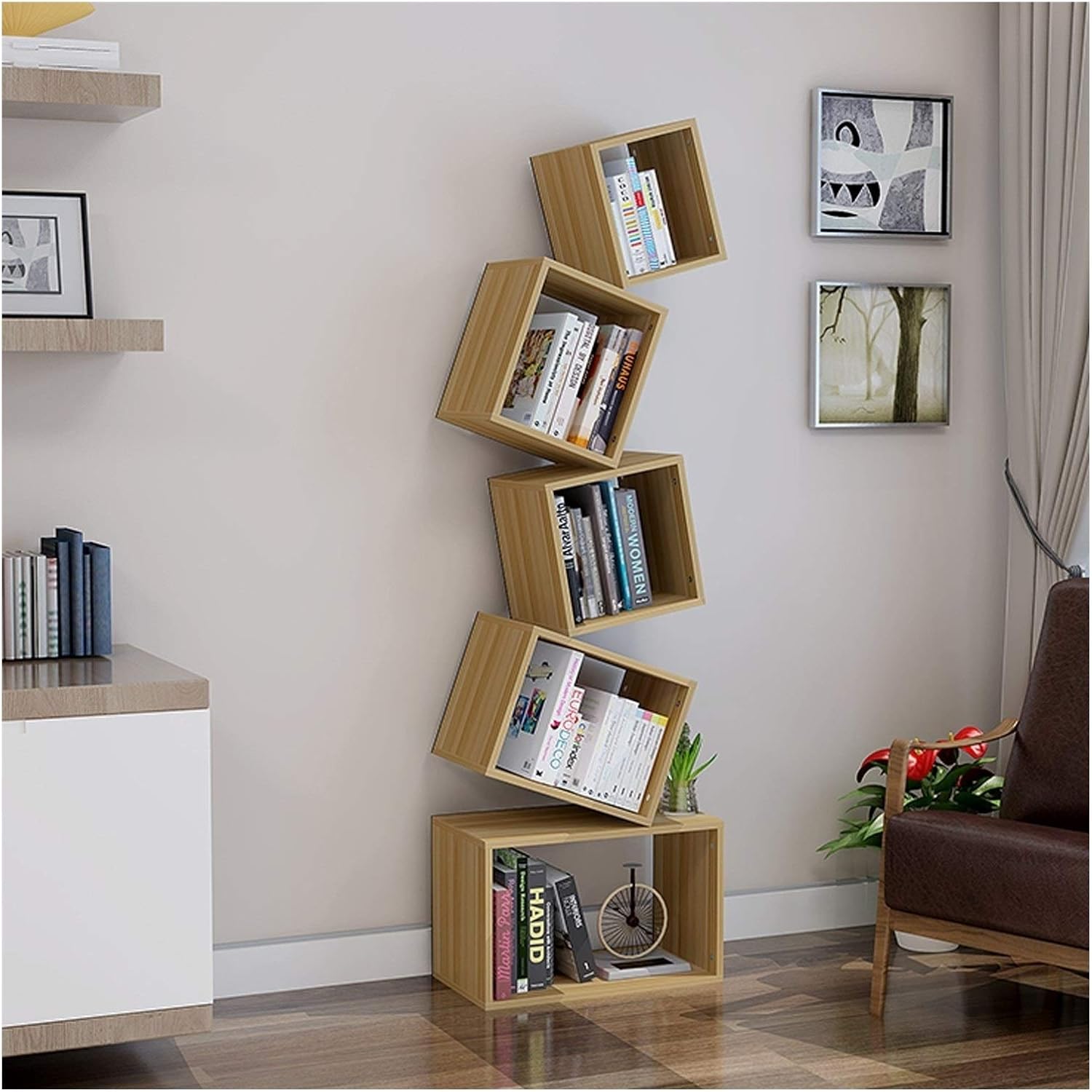 Bookshelf storage rack 5Tier Geometric Bookshelf