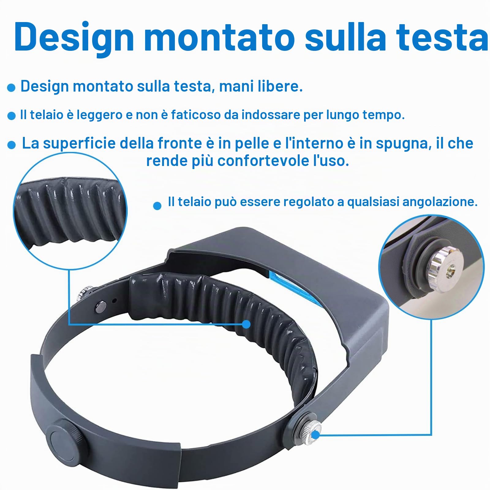 Lente d'ingrandimento professionale a doppia lente, lente d'ingrandimento per gioielli, visiera da lettura, 1.5x2x2.5x3.5xper riparazione, artigianato