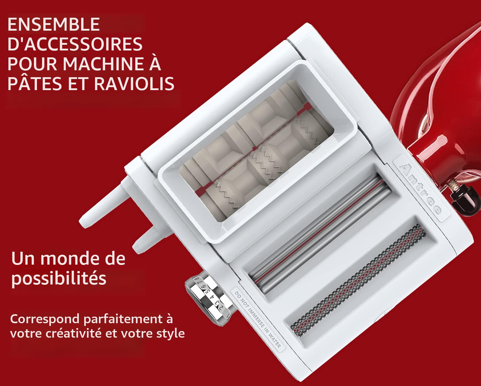 Set D'accessoires Pour Pâtes KitchenAid – Zacme – Rouleau + Cutter, 3 Pièces, Inox