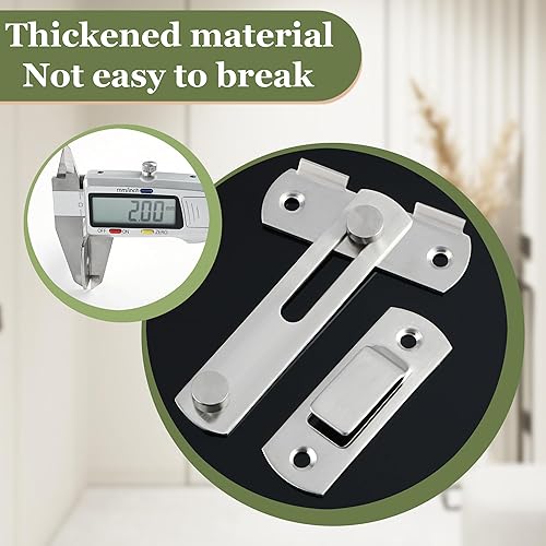 Miniatura 4 de Alise Cerradura de puerta de granero de acero inoxidable de 4 pulgadas, cerradura antirrobo, cerradura de puerta de seguridad para valla de madera,