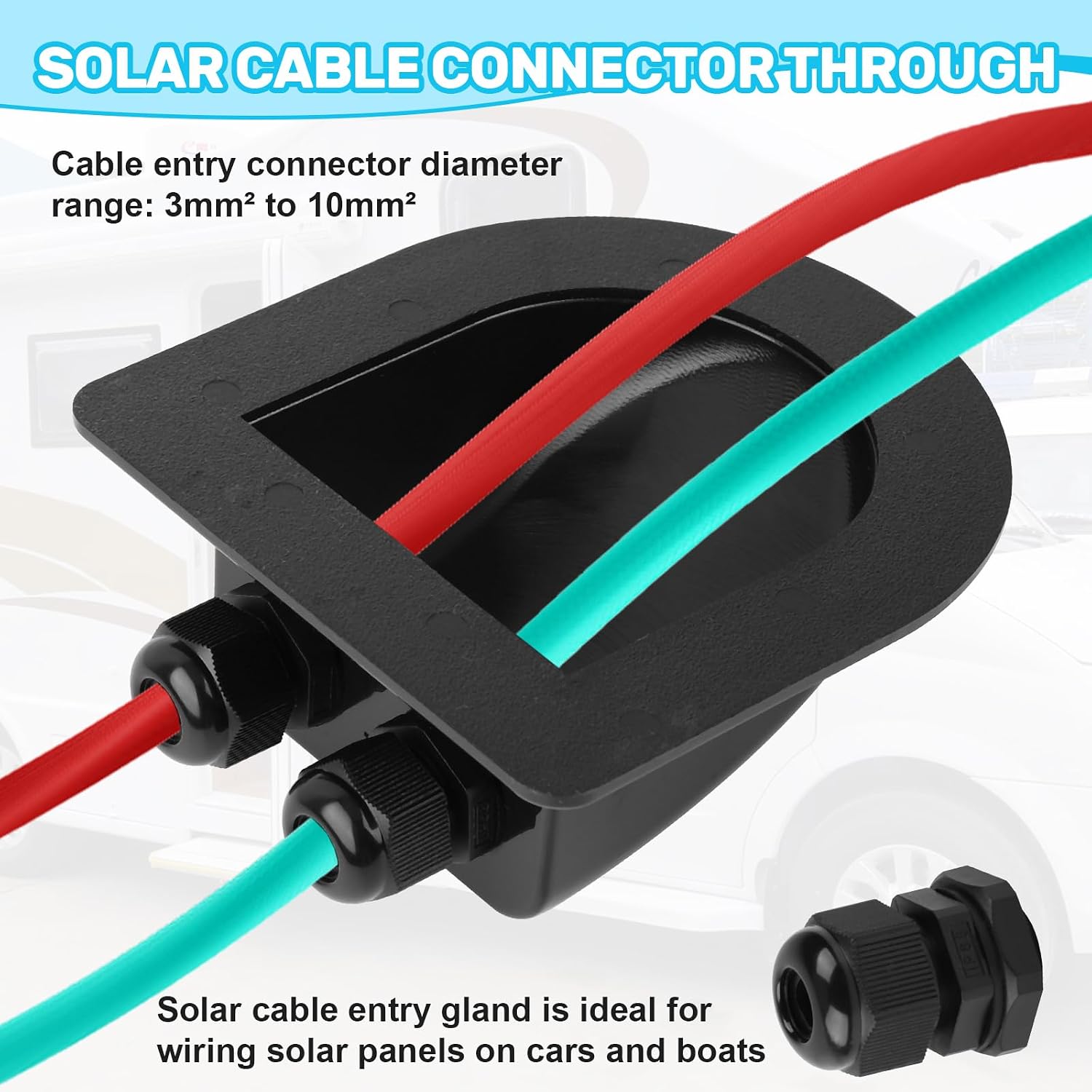 Waterproof ABS Solar Dual Cable Gland Box, Black, 2 Pack image 4