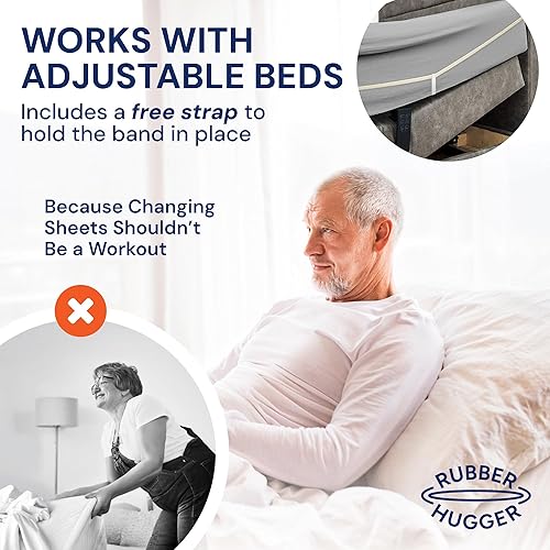 Vista 8 de RUBBER HUGGER Correas para sábanas de 38 x 75 pulgadas, tamaño pequeño, individual y matrimonial, agarre de goma acanalado patentado para soporte