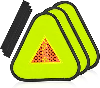 DLUGOPIS Reflective Yield Symbol 7 * 7inch Reflective Safety Triangle Bike Reflective Triangle Sign High Visibility Safety Flag with Magic Adhesive Strap for Safety at Night Bike Recumbent Trike