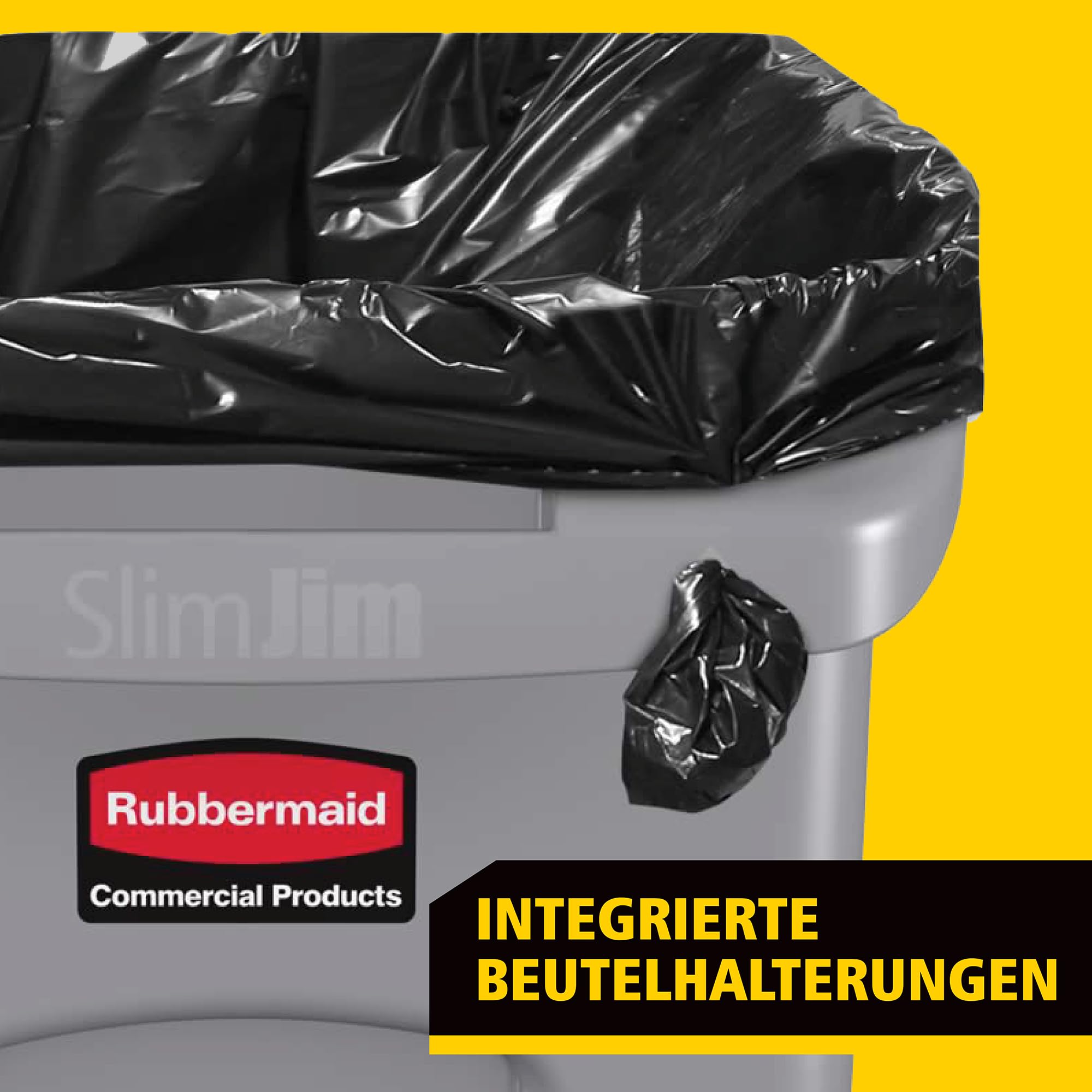 Rubbermaid Commercial Products FG354060GRAY Slim Jim Recyclingbehälter mit Lüftungskanälen, 87 L, B558 mm x T279 mm x H762 mm, Grau