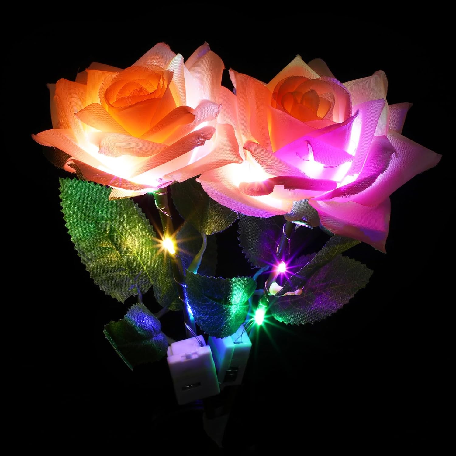 Riceshoot 24 Pcs Mother's Day Flower Rose Lights LED Glowing Artificial Flowers Rose Simulation Roses Gifts for Mom Mother's Day Party Decor (Red,Blue,Pink,Champagne)