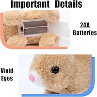 Vista 4 de Conejito de peluche de peluche, juguete electrónico interactivo para mascotas, conejo de peluche realista (marrón)