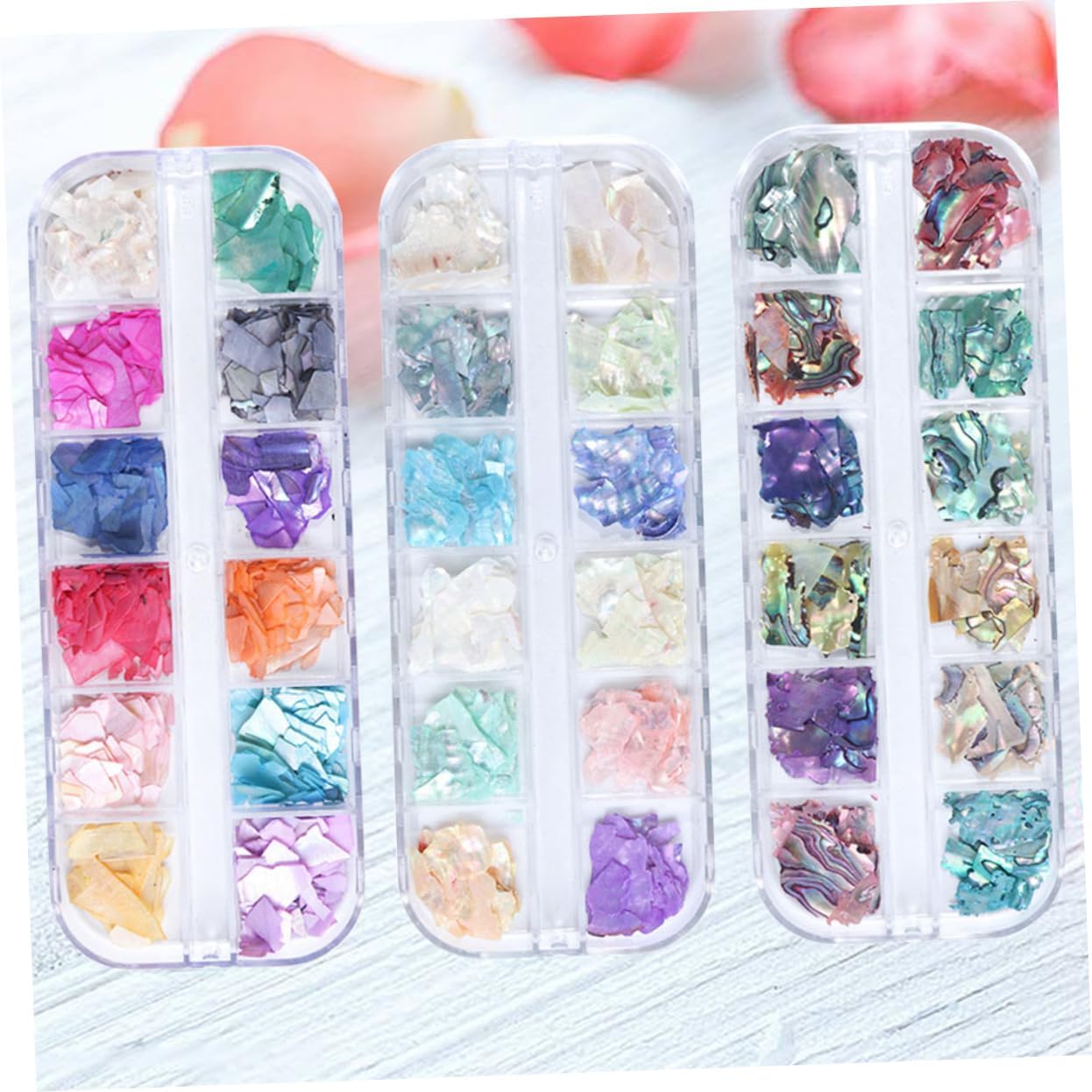 Didiseaon 12grid Ultra-Thin Irregular Glitter Nail Stickers Nail Art Accessories for Women Girls Collection of Manicure Charms and Shell Flakes