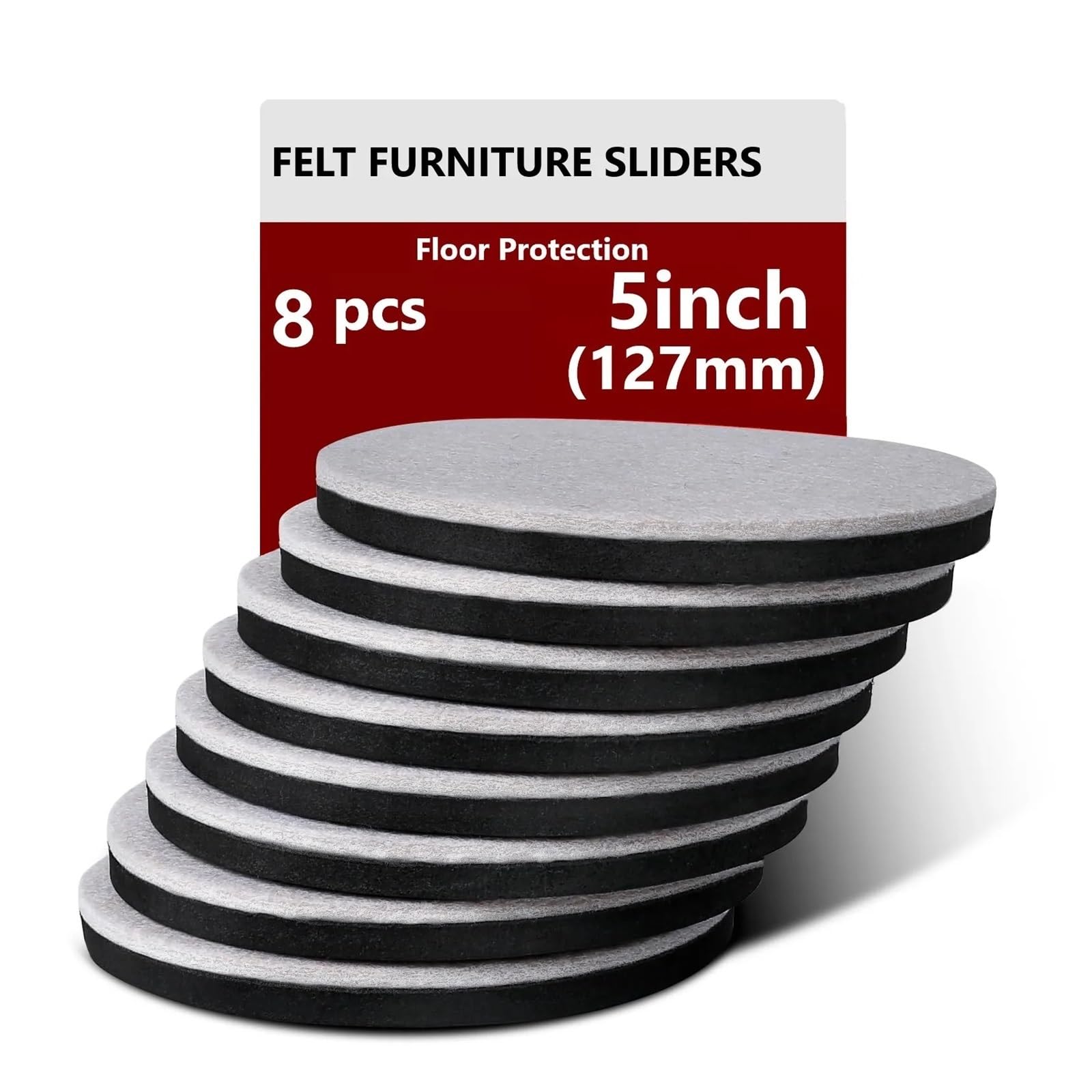 Almohadillas para Muebles 8 Deslizadores de Fieltro for Muebles 5.0 in for Suelos Madera, Almohadillas móviles Reutilizables para Suelos de Madera, protección de Muebles