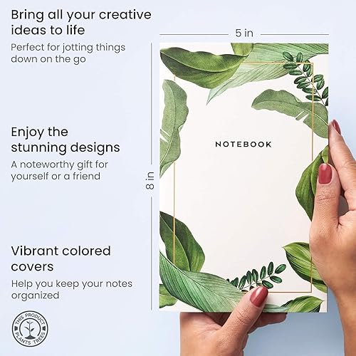 Miniatura 3 de ARTEZA Juego de cuadernos de bolsillo pequeño, 5 piezas, 5 x 8 pulgadas, 2 rayas, 2 puntos y 1 diario de tapa suave en blanco con papel de escritura