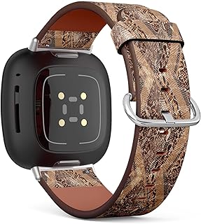 CJBROES Replacement Leather Watch Band, Compatible with Fitbit Versa 3 and Fitbit Sense of Wristband Bracelet Accessory - Animal Mix
