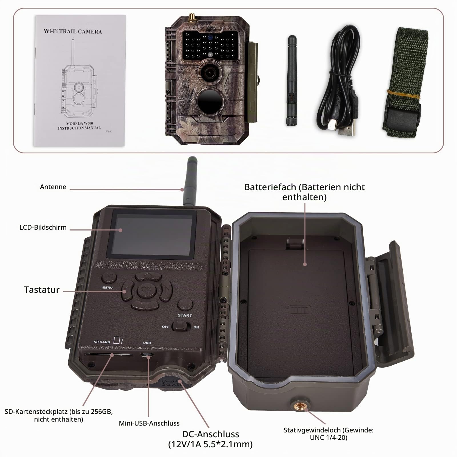 BlazeVideo Wildkamera WLAN Fotofalle WiFi Beutekamera Wildtier Jagdkamera Überwachungskamera 64MP HD MP4/MOV Video mit unsichtbare Nachtsicht Bewegungsmelder IP66 Wasserdicht