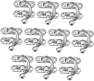 HEMOTON 10pcs Wooden Box Door Latch Toggle Hasp Hook Chest Lock Clamp Latch Hook Toolbox Lock Mini Decor Replacement Hasp Toggle Catch Lock Swing Arm Lock Clasp Iron White Hardware Vintage