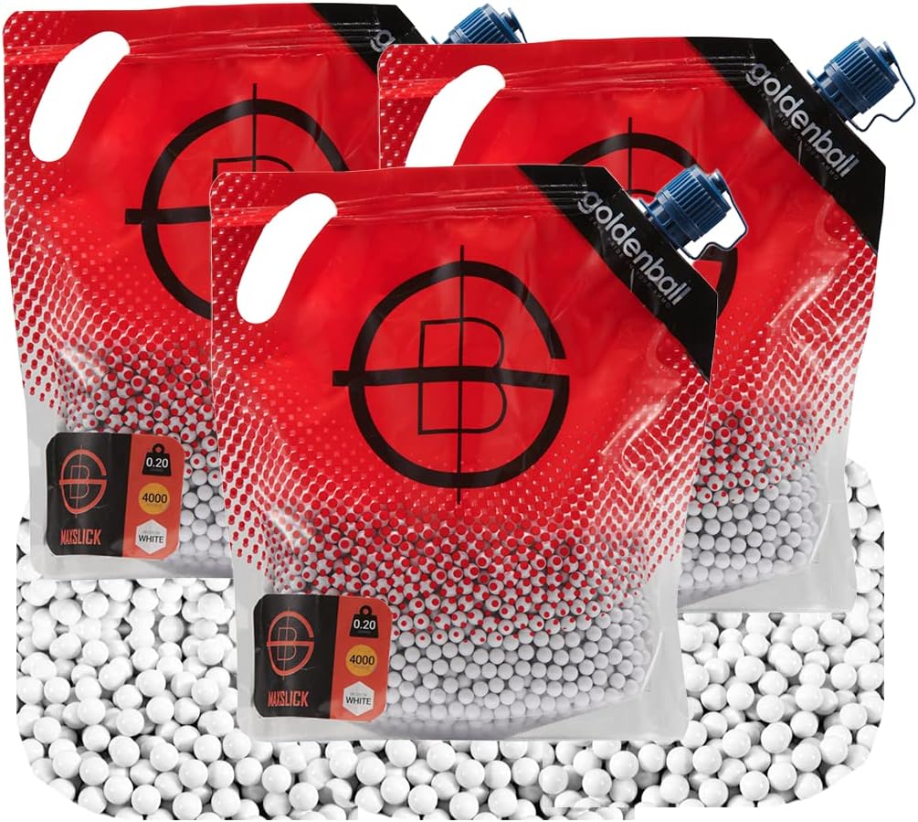 0.20g GoldenBall MaxSlick Seamless Airsoft BBS - 4000rd Bag x3