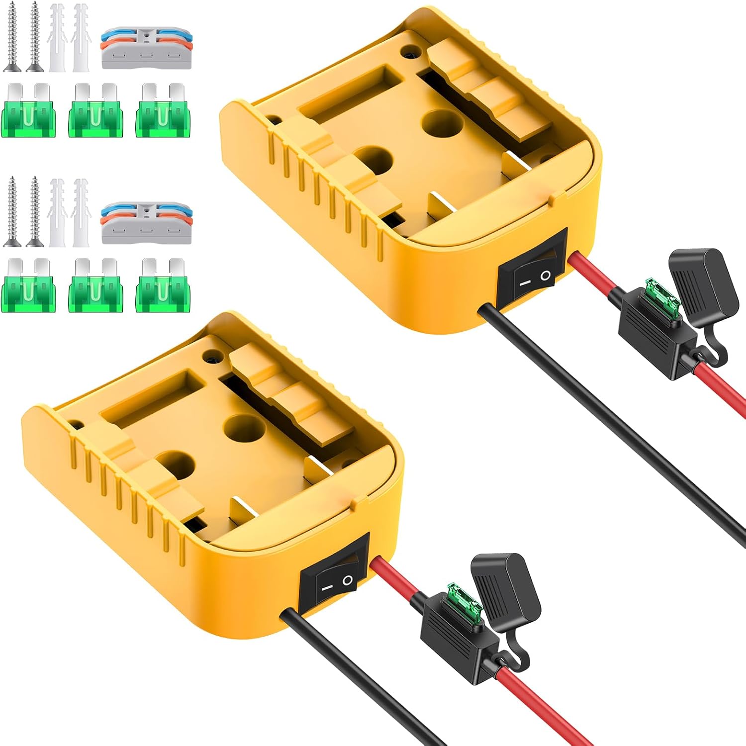 2 Packs Power Wheels Adapter for Dewalt 20V Battery Adapter Power Wheels Battery Converter Kit with Fuse & Switch & Wire Terminals, 12AWG Wire, for DIY Rc Toys and Ride On Truck