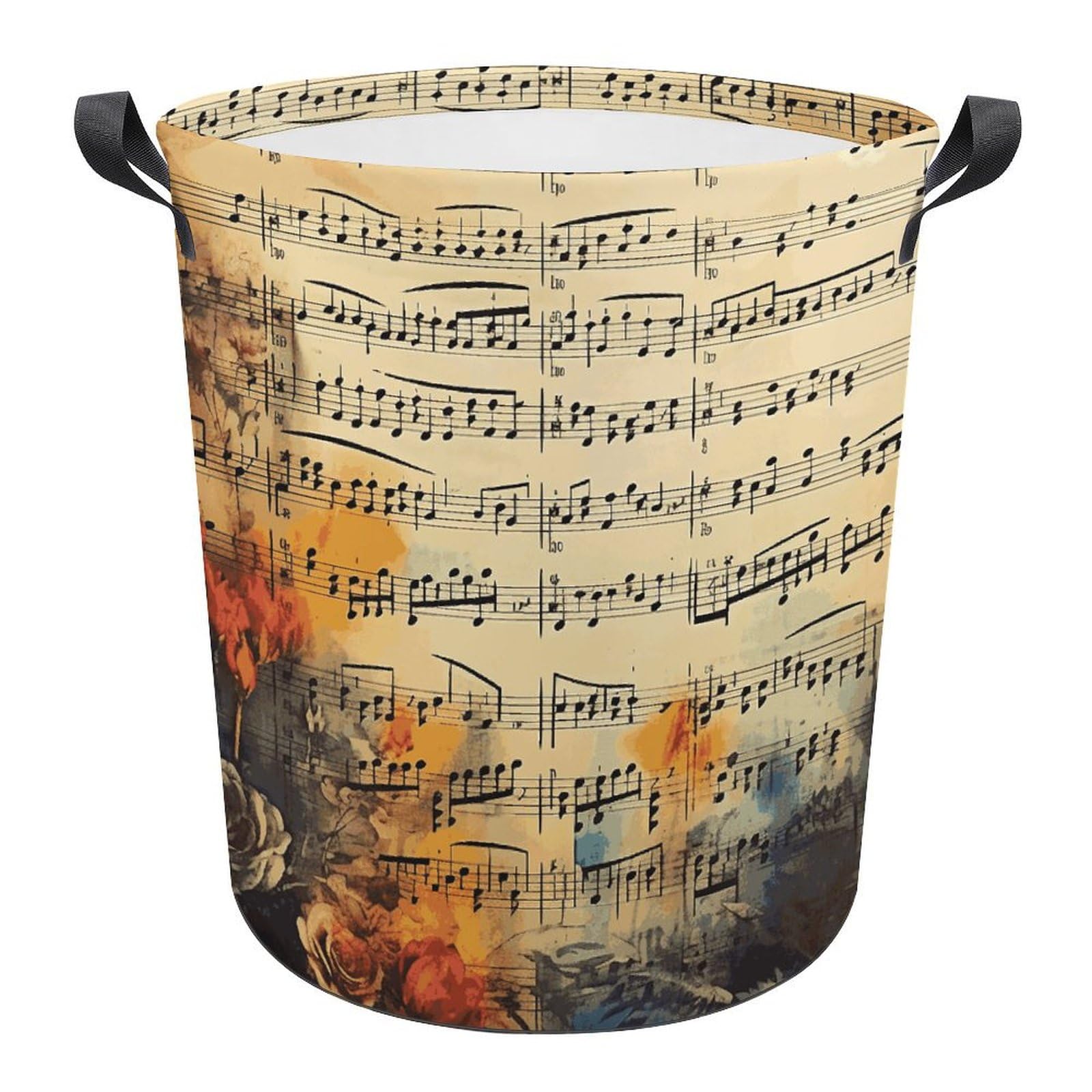 Panier à linge pliable grand format imprimé notes de musique pour buanderie