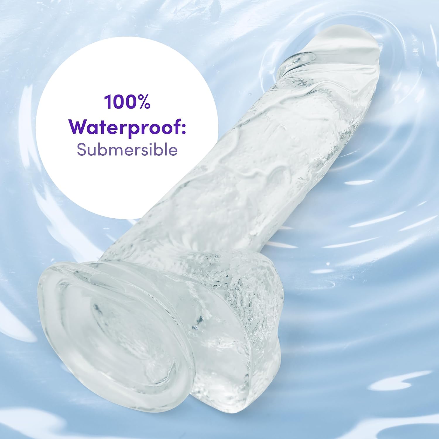 Lovehoney Realistic Dildo – 8 Inch with Suction Cup – Firm G-Spot and Anal Dildo with Balls - Adult Sex Toy for Men, Women & Couples – Harness Compatible Strap On – Waterproof - Clear