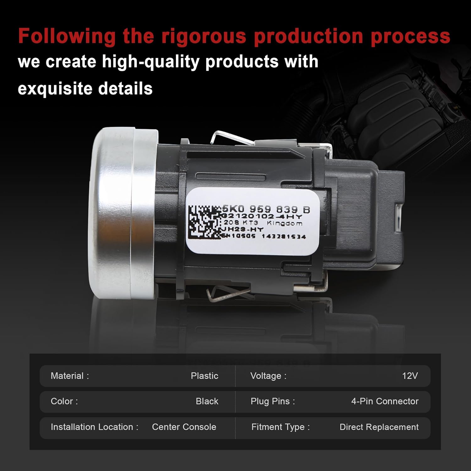 5K0959839 Start Stop Switch Button STD Replacement for 2010-2016 VW Eos Golf R32 GTI 5K0959839AL88 5K0959839WHS