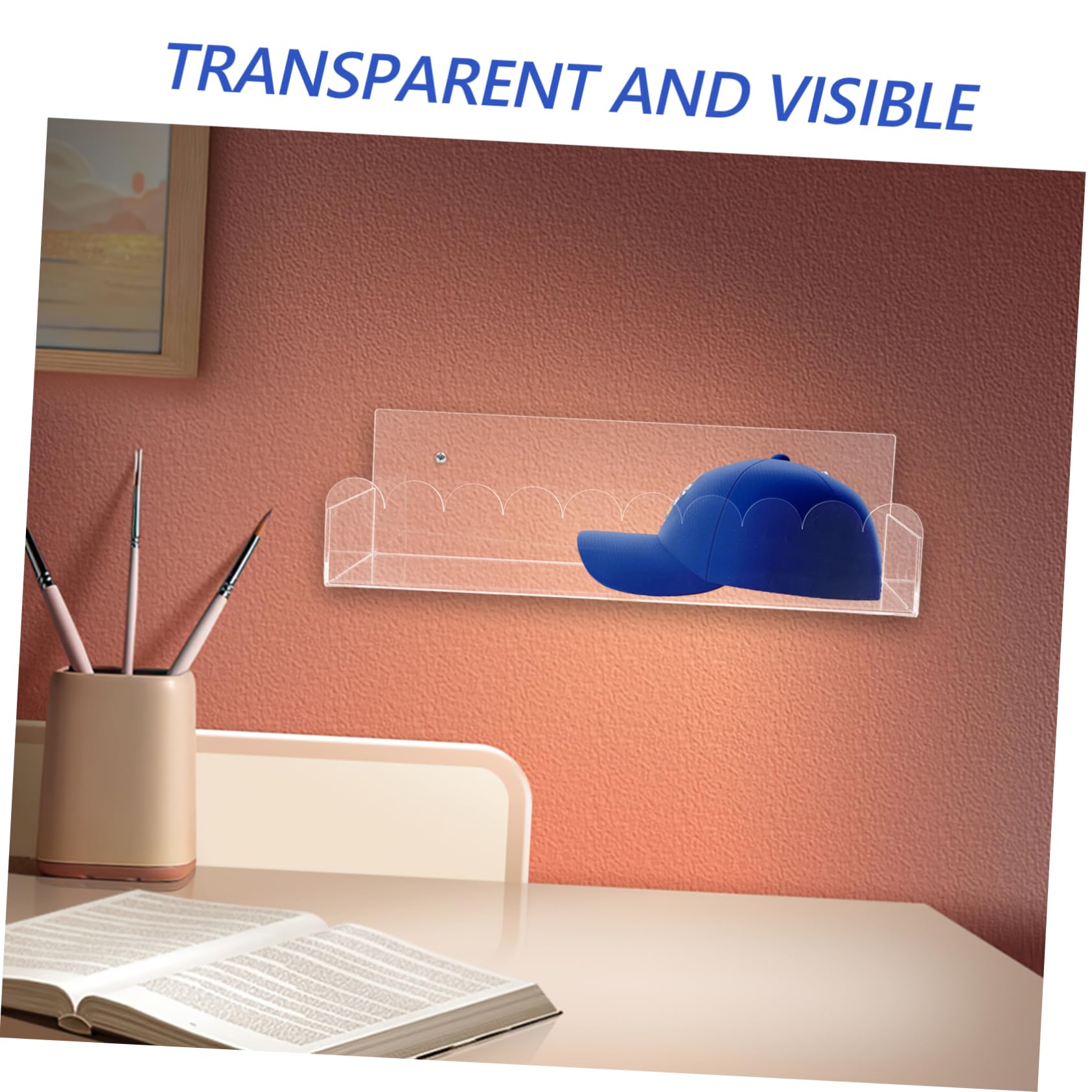 Organizador Gorras de Transparente de Béisbol de Acrílico | Montaje en Pared, Diseño Rectangular Elegante, para Dormitorio y Exposición, Ayuda a Mantener el Orden