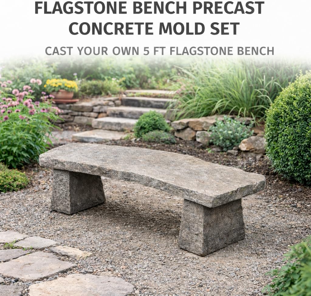 Flagstone Bench Precast Concrete Mold Set - 5 ft