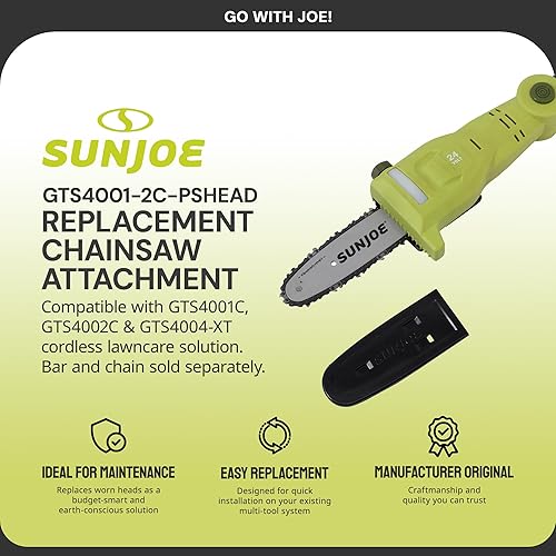Miniatura 2 de Sun Joe GTS4001-2C-PSHEAD Cabezal de motosierra de repuesto para sistemas multiherramienta GTS4001C, GTS4002C y GTS4004-XT, original del fabricante,