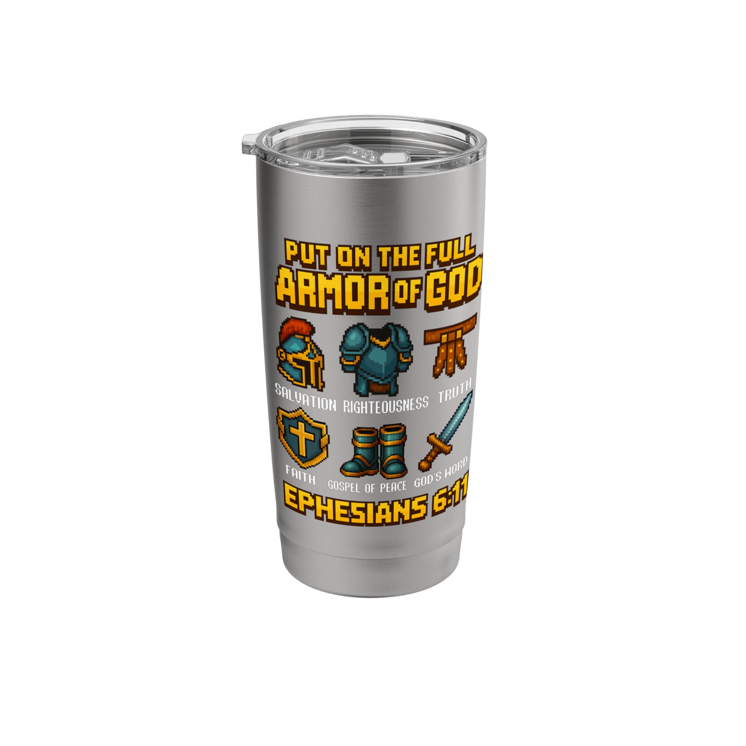 Amazon.com | Put on Full Armor of God Ephesians 6 Bible Verse Christian  Stainless Steel Insulated Tumbler: Tumblers & Water Glasses