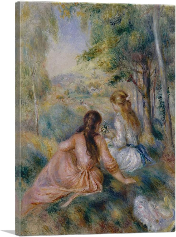 ARTCANVAS In The Meadow 1892 Canvas Art Print Stretched Framed Painting Picture Poster Giclee Wall Decor by Pierre-Auguste Renoir - 18" x 12" (0.75" Deep)