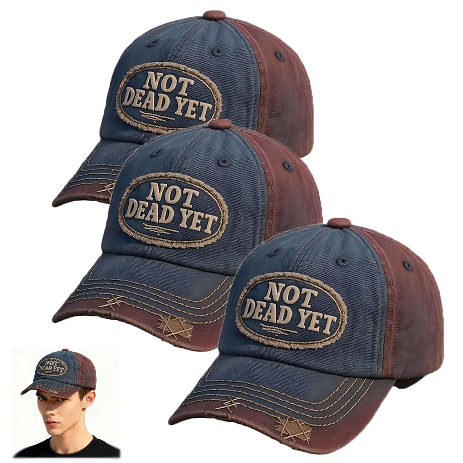 HOUKUNKA Not Dead Yet DD-214 Cap, Veterans Casual Baseball Hat, Funny Adjust Cotton Embroidered US Army Baseball Cap (3PCS)