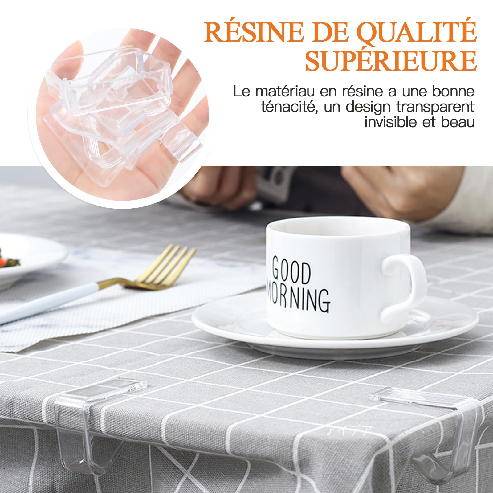 12 Pinces à Nappe ZOCONE - Transparentes - Pour Tables De 20-30mm D'épaisseur - Mariage, Extérieur