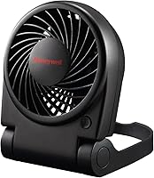 Honeywell HTF090B Turbo On-the-Go Personal Fan - Compact Battery/USB Portable Travel Fan with 3ft Power (Black)