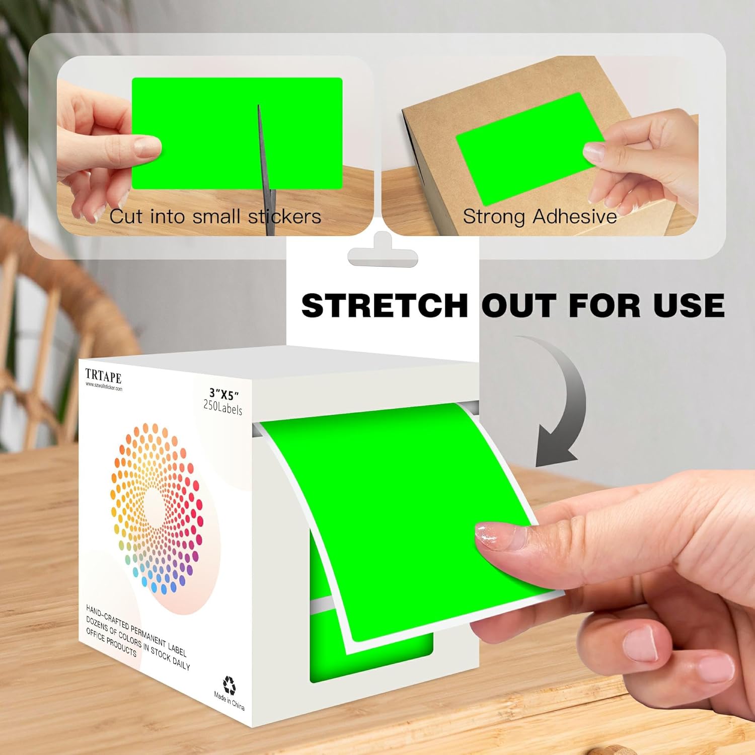 3x5 Inch Home Moving Labels 4 Rolls 1000 Stickers, Large Packing Box Labels Rectangular Colored Inventory Stickers for Moving Supplies Color Coded (Fluorescent Green)