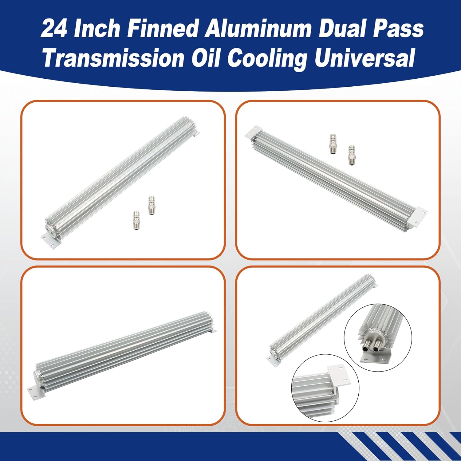 24 Inch Finned Aluminum Dual Pass Transmission Oil Cooling Universal