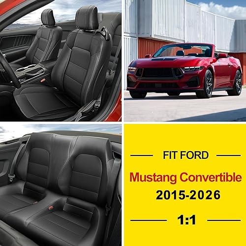 Miniatura 2 de GIANT PANDA Juego completo de fundas de asiento de automóvil de ajuste personalizado, piel sintética, negro