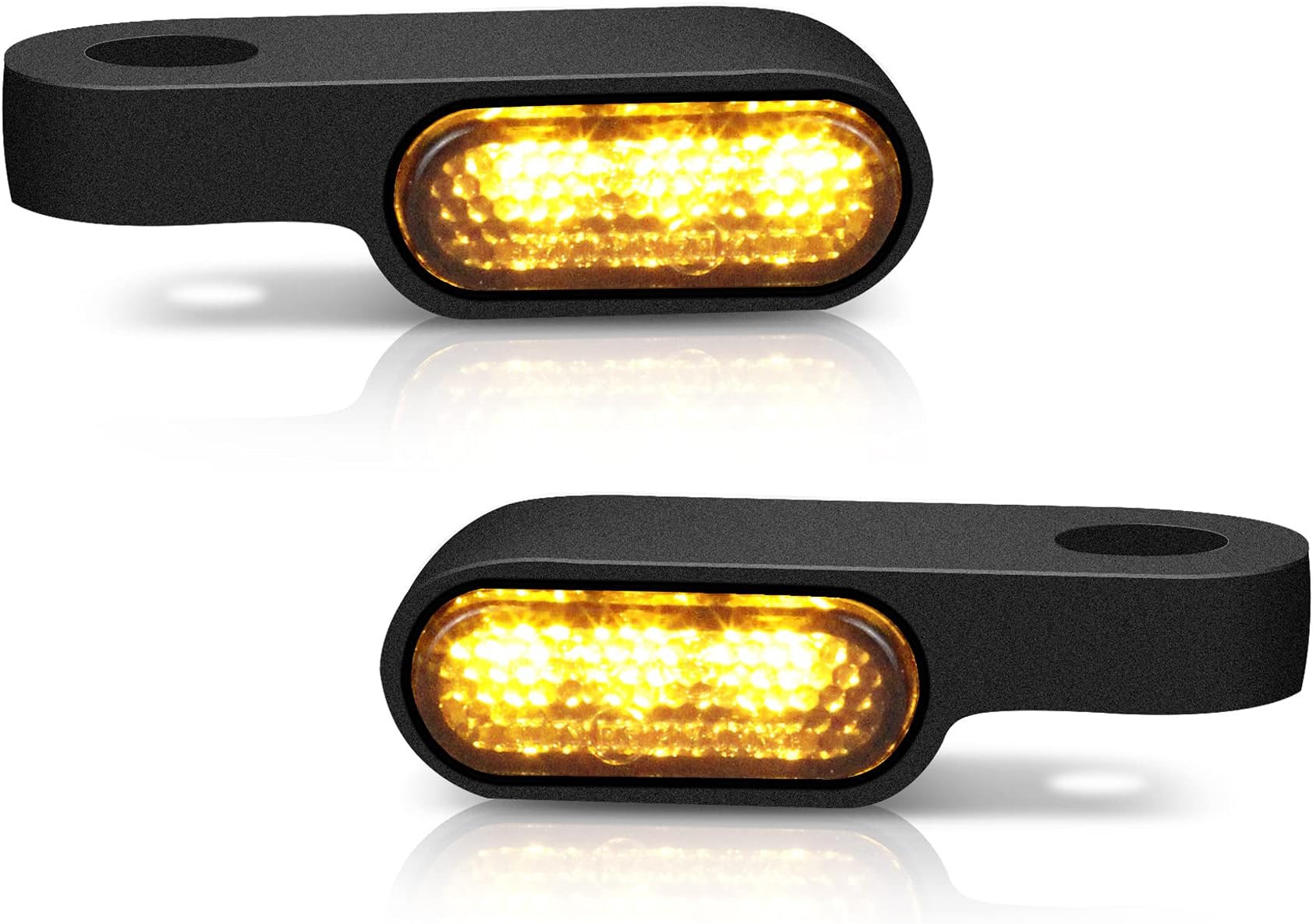 NTHREEAUTO Mini LED Turn Signals Handlebar Marker Light Front Motorcycle Blinkers Compatible with Honda Shadow Harley Dyna Sportster Kawasaki Vulcan Yamaha V-Star Road Star