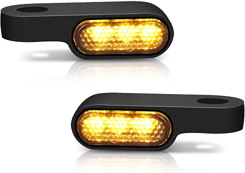 NTHREEAUTO Mini LED Turn Signals Handlebar Marker Light Front Motorcycle Blinkers Compatible with Honda Shadow Harley Dyna Sportster Kawasaki Vulcan Yamaha V-Star Road Star