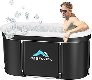 Merapi XL 131 Gal Large Oval Ice Bath Tub for Athletes – Portable Cold Plunge Tub for Recovery, Foldable Multi-Layered Ice Bath for Home Gyms, Outdoor Use, and Family Cold Therapy