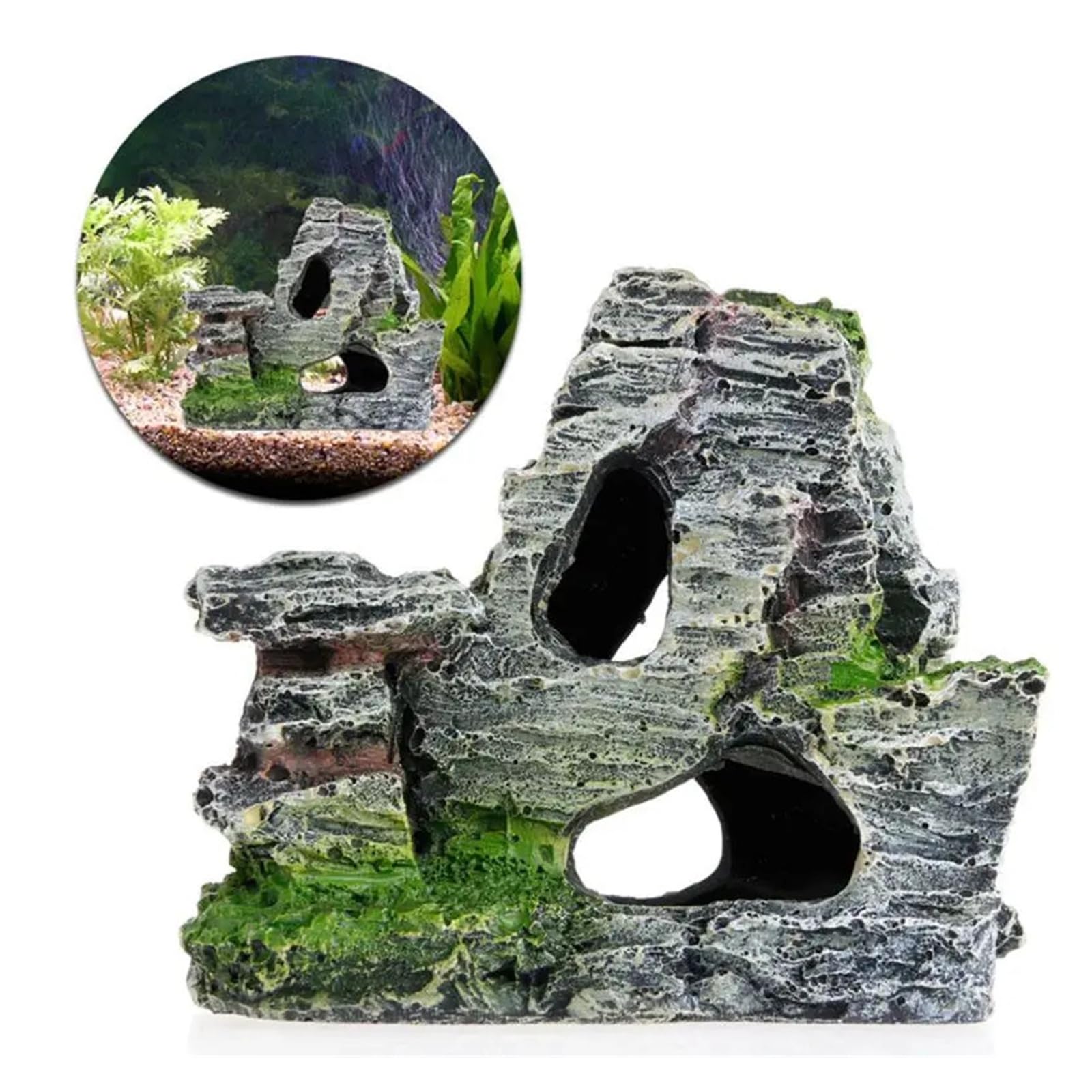 3 pezzi di roccia for acquario Mountain View Per Decorazione | Cave Tree Bridge Fish Tank Ornament Rockery Decor