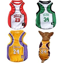 3Pack Dog Clothes for Small Dog Girl Puppy Clothes for Chihuahua Yorkies Bulldog Clothes for Medium Dogs Boy Basketball Jersey Pet Outfits Shirt Apparel Accessories,3XL