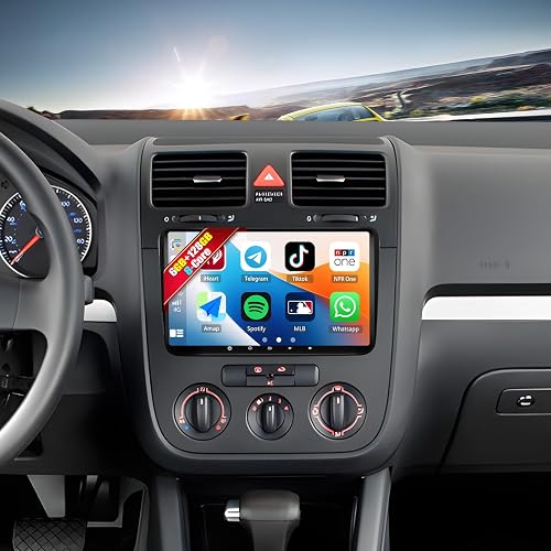 CAMECHO 8-Core 6+128GB Car Radio Stereo for Volkswagen VW Jetta 2006-2015 with Wireless CarPlay Android Auto/Android 15/9 inch HD Touch Screen/DSP 32EQ/Bluetooth 5.0/GPS/WiFi/FM/Backup Camera